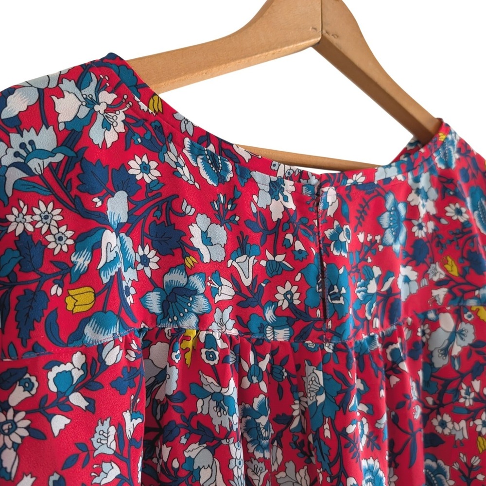 Loft Outlet Womens Large Pink Blue Floral Border Print Long Sleeve Blouse 461066 - Picture 3 of 5